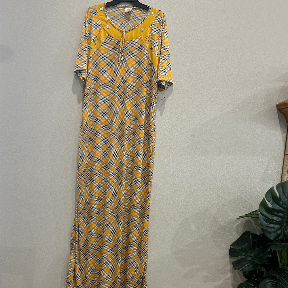 Yellow and Blue Patterned Maxi Dress